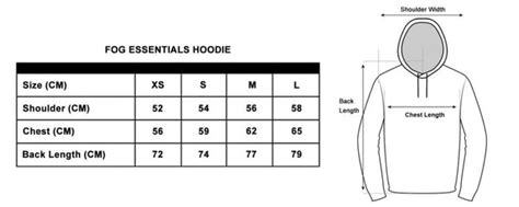 fear of god size chart.